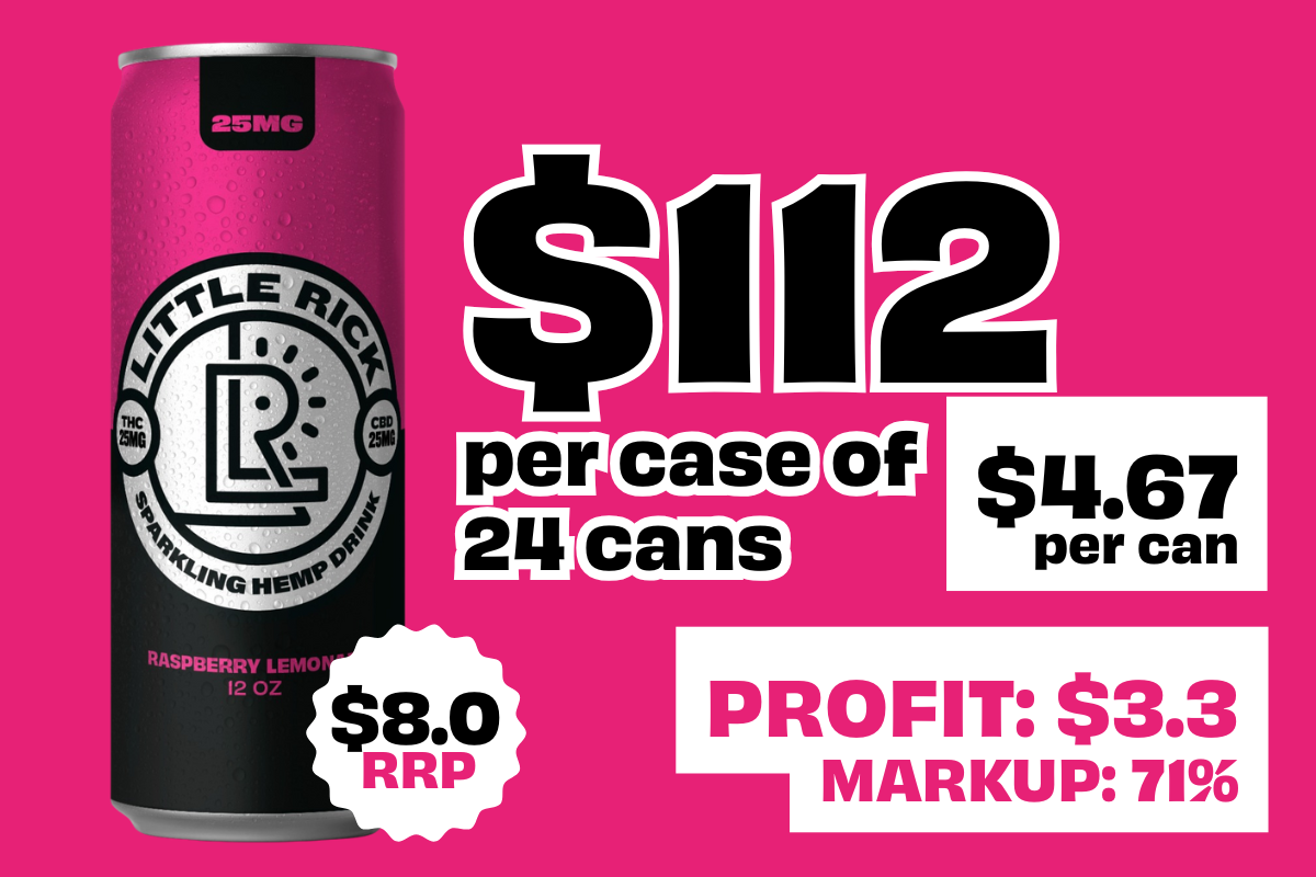 Raspberry Lemonade | 24 Case | Wholesale bottles neatly arranged, showcasing vibrant packaging and branding, intended for bulk purchase.