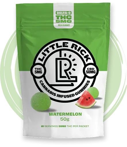 Watermelon 5mg THC gummies.