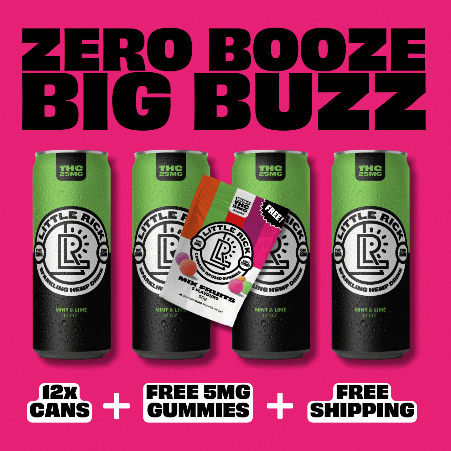 Little Ricks Lucky Dozen—12 drinks with free THC gummies and free shipping.