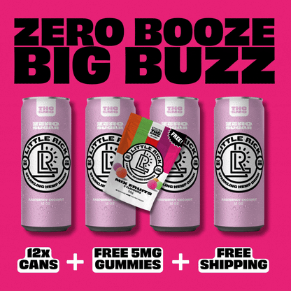 Little Rick’s Lucky Dozen, THC gummies, and bold text offering free shipping.