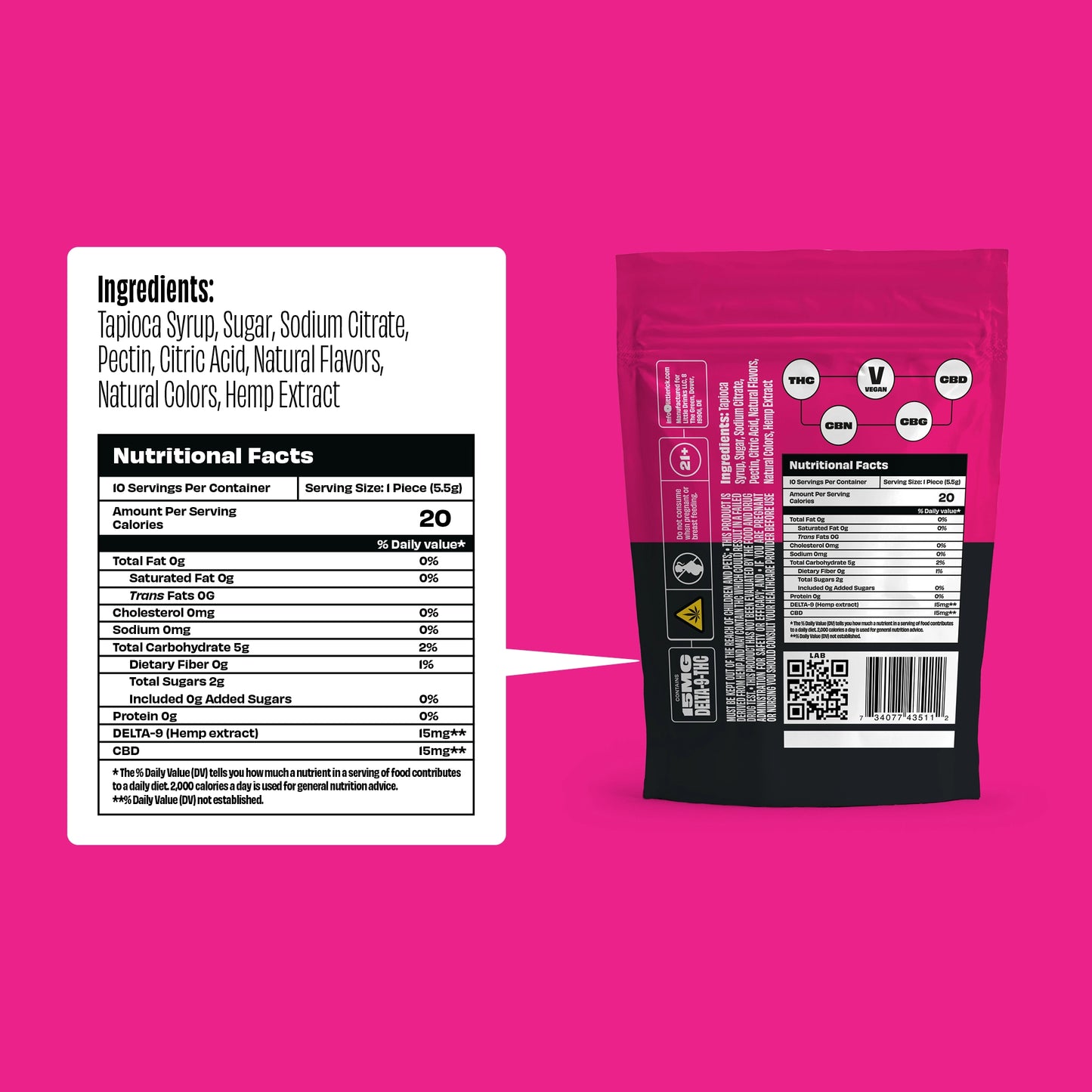 Raspberry - Rapid Onset 15mg Delta-9 THC Gummies