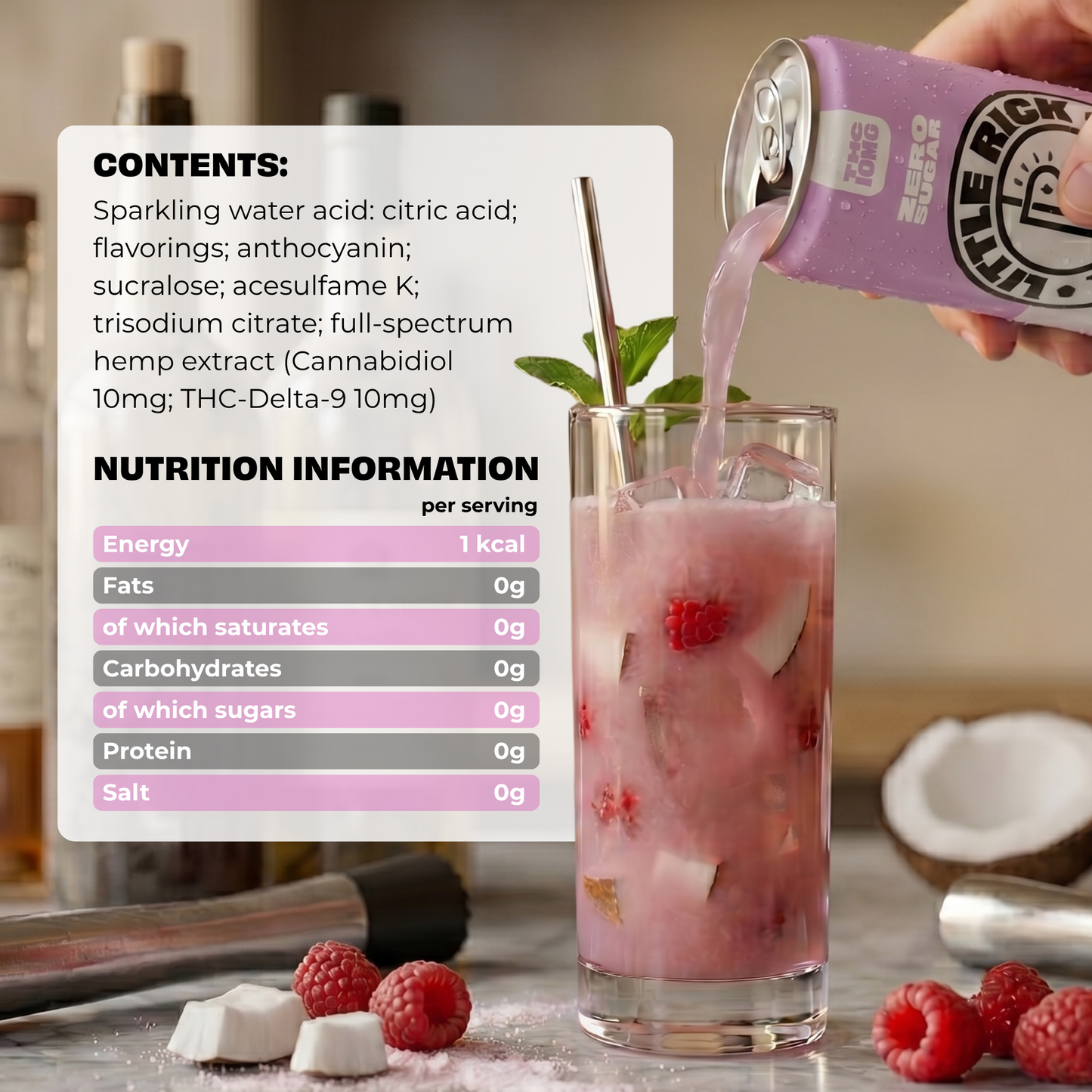 Raspberry Coconut - 10mg THC Drink