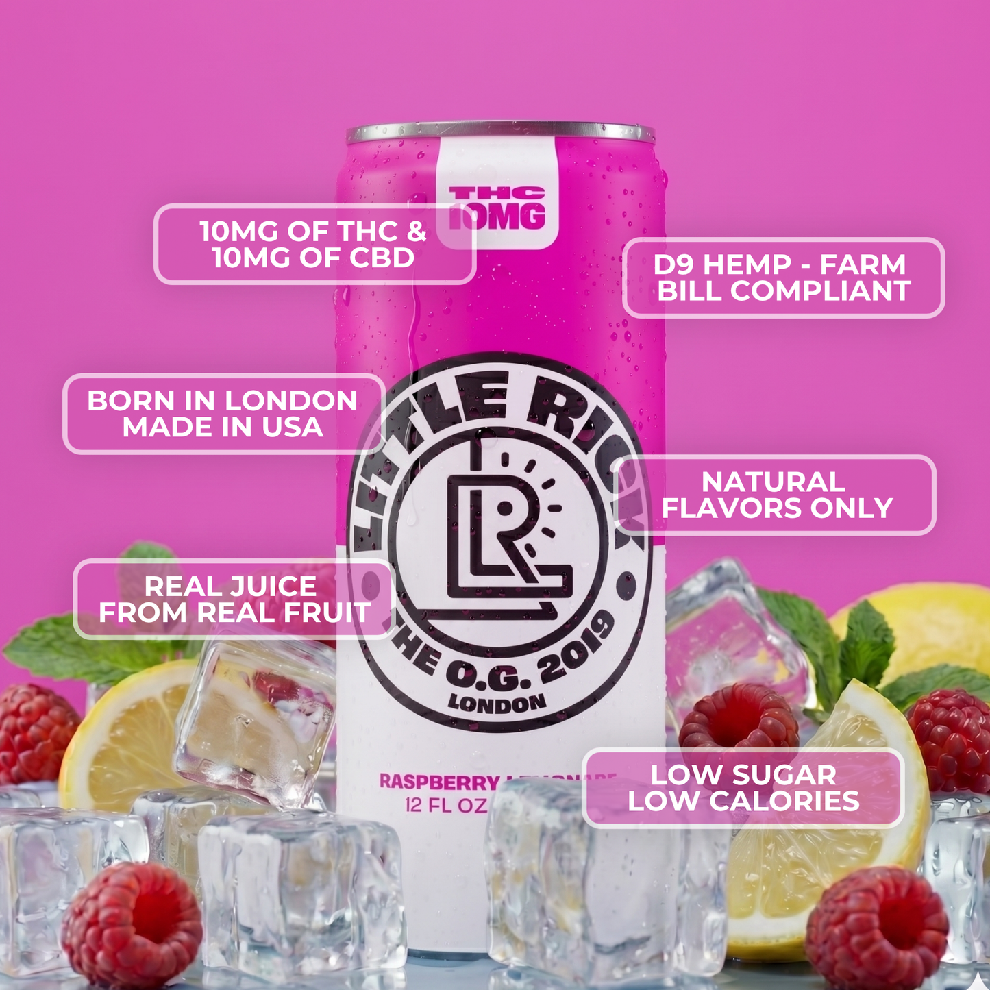 Limonada de frambuesa - Bebida con 10 mg de THC