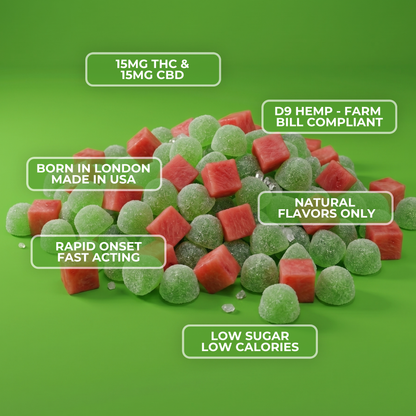 Watermelon - Rapid Onset 15mg Delta-9 THC Gummies