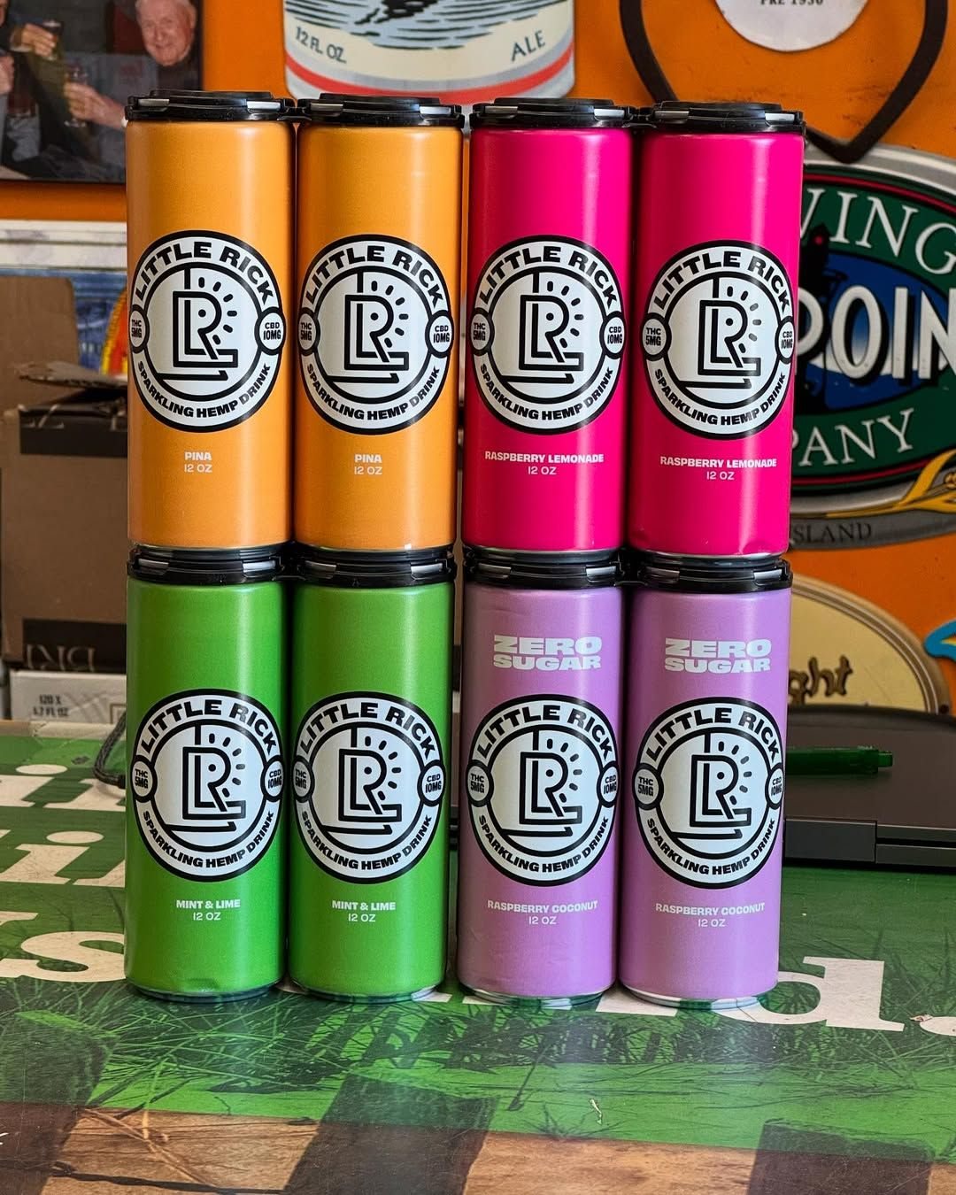 Little Rick cans stacked at Hicksville Beer