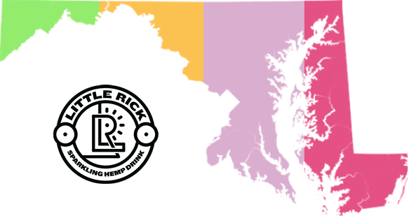 Logo for Little Rick next to a colorful map outline of Maryland divided into regions.