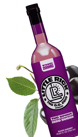 A bottle of Little Rick The Spirit Zero Sugar Black Cherry syrup.